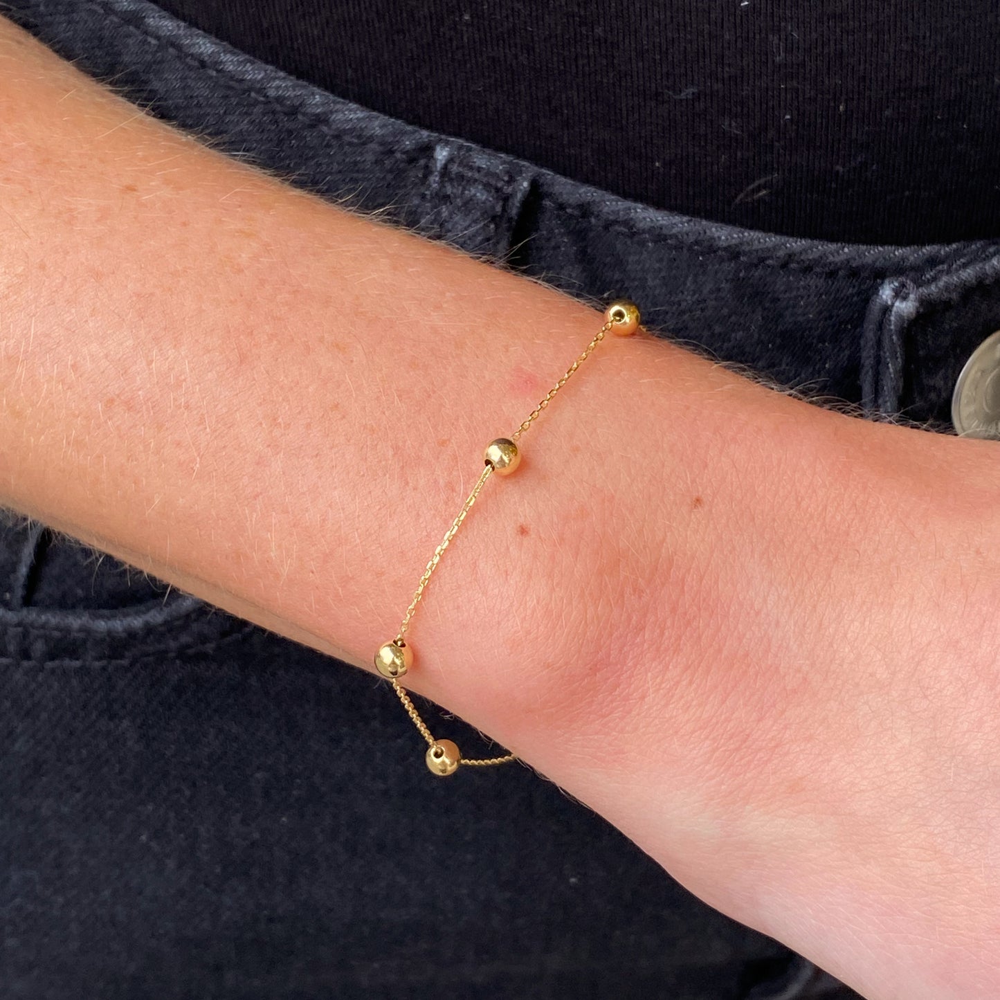 9ct Gold Bead & Chain Bracelet - John Ross Jewellers