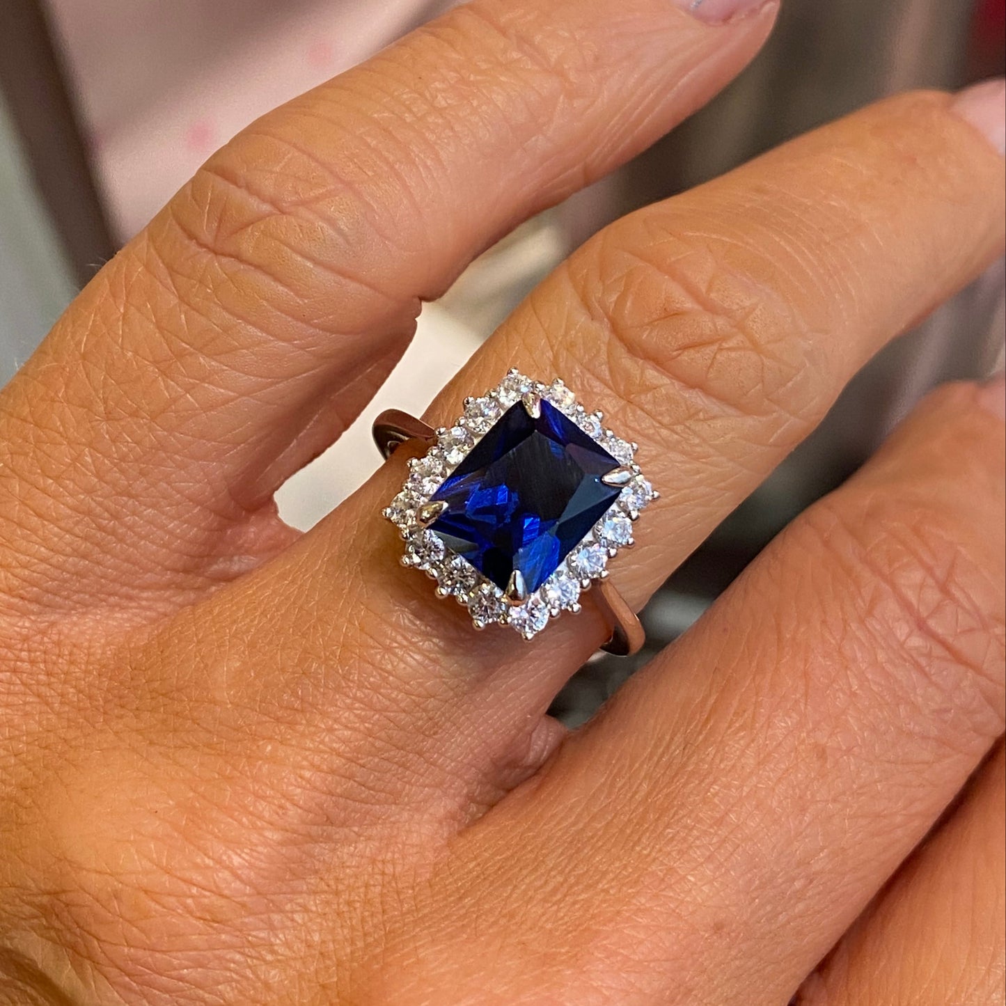 Silver Sapphire Blue CZ Statement Ring - John Ross Jewellers