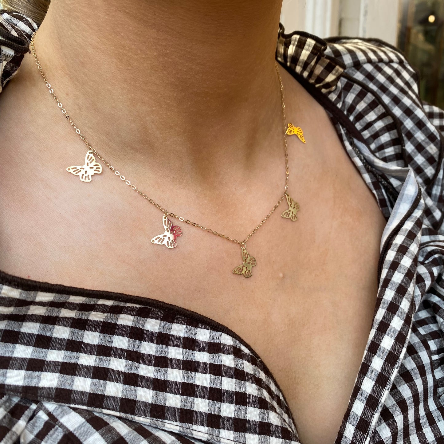 9ct Gold Five Butterflies Necklace