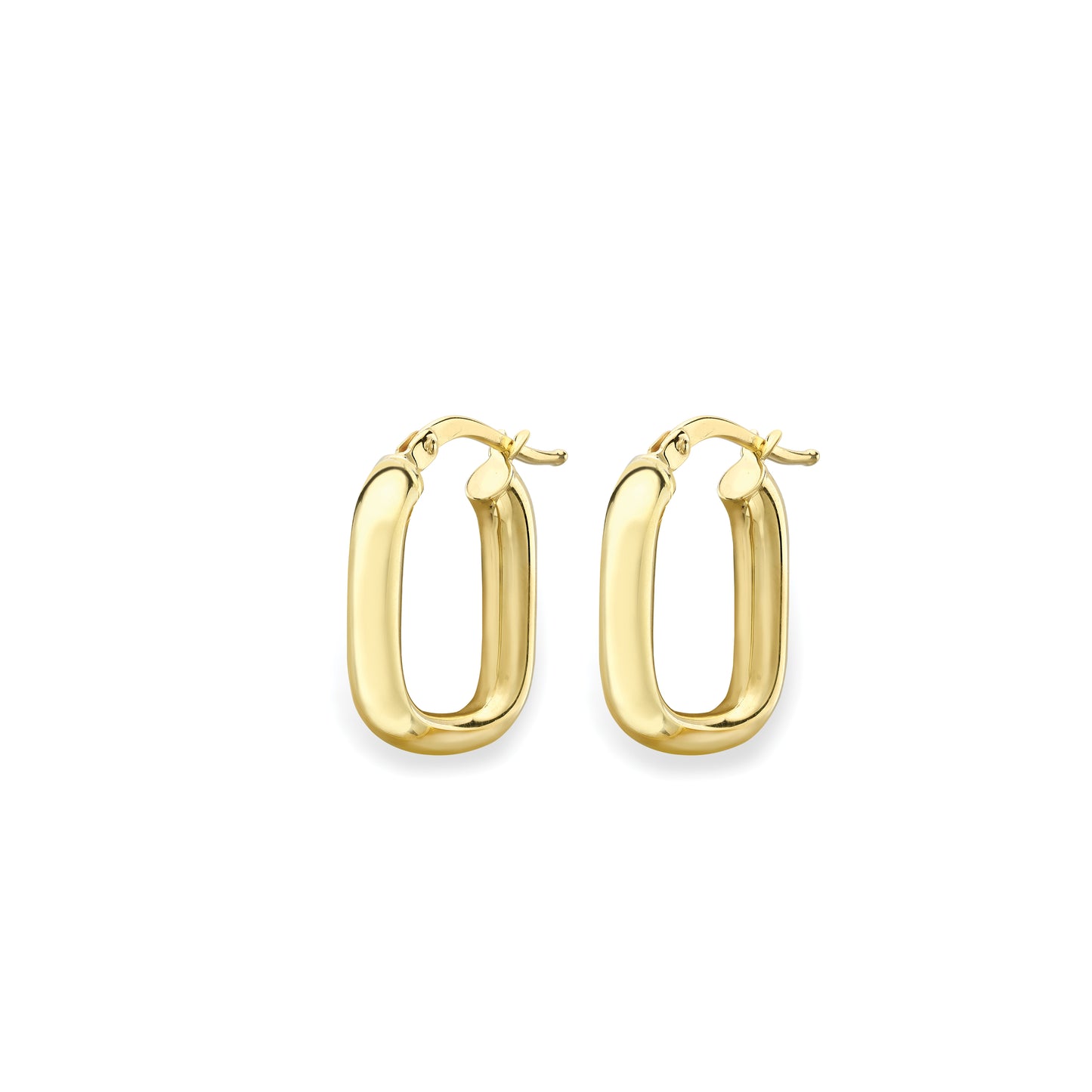9ct Gold Rectangular Tube Creole Hoop Earrings - John Ross Jewellers