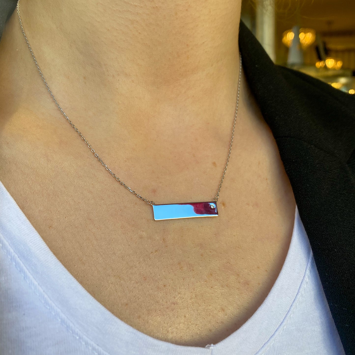 Silver Bar Disc Necklace - John Ross Jewellers