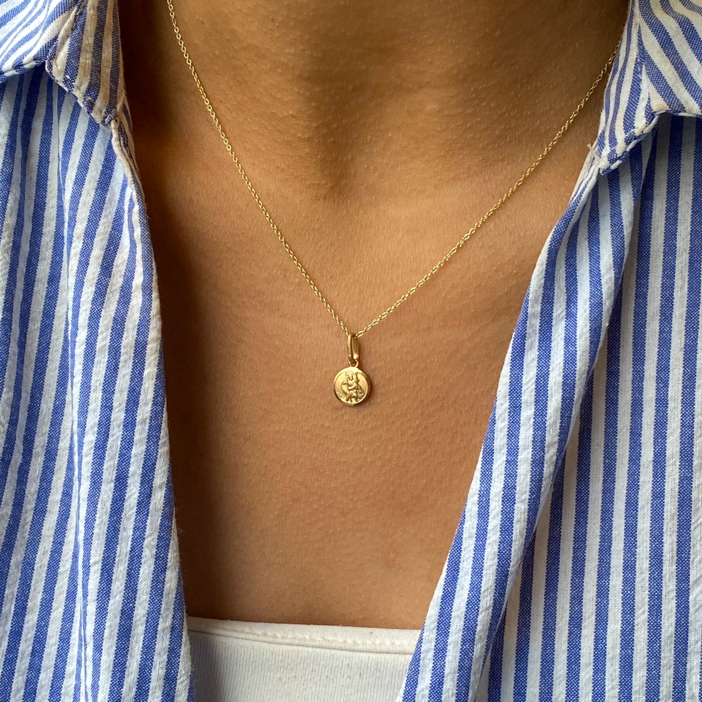 9ct Gold St Christopher Medal Necklace | Tiny - John Ross Jewellers