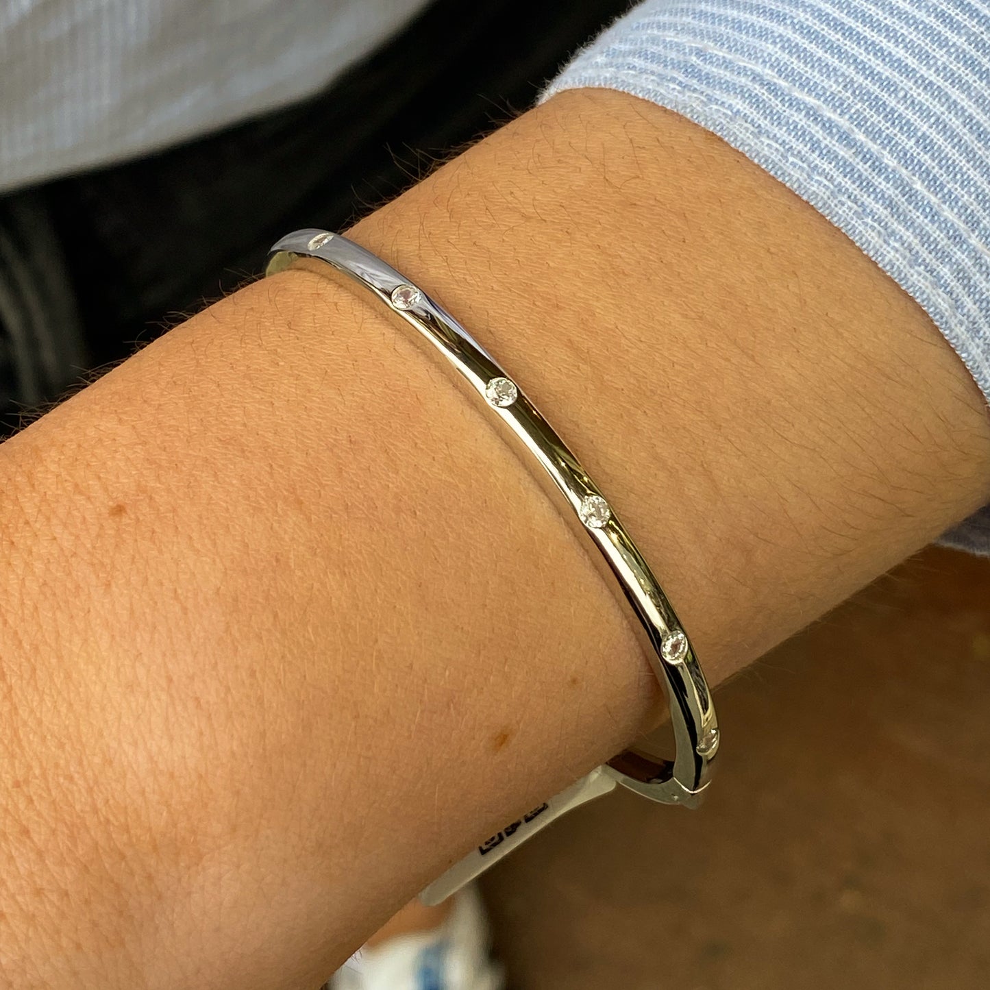 Silver CZ Classic Bangle - John Ross Jewellers