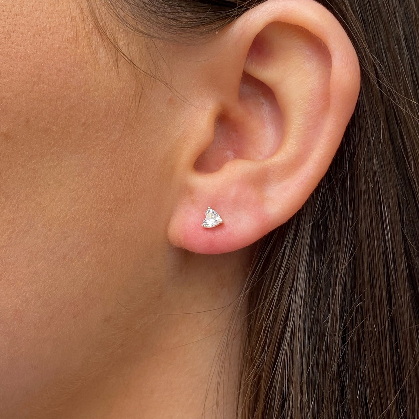 Silver Heart CZ Stud Earrings - John Ross Jewellers