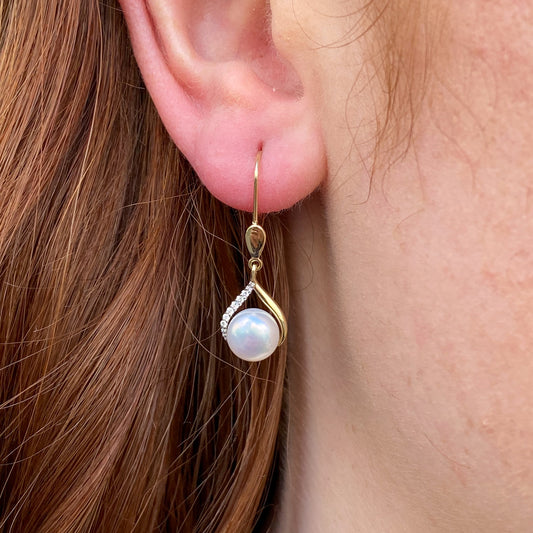 9ct Gold Freshwater Pearl Drop Earrings | German Wires
