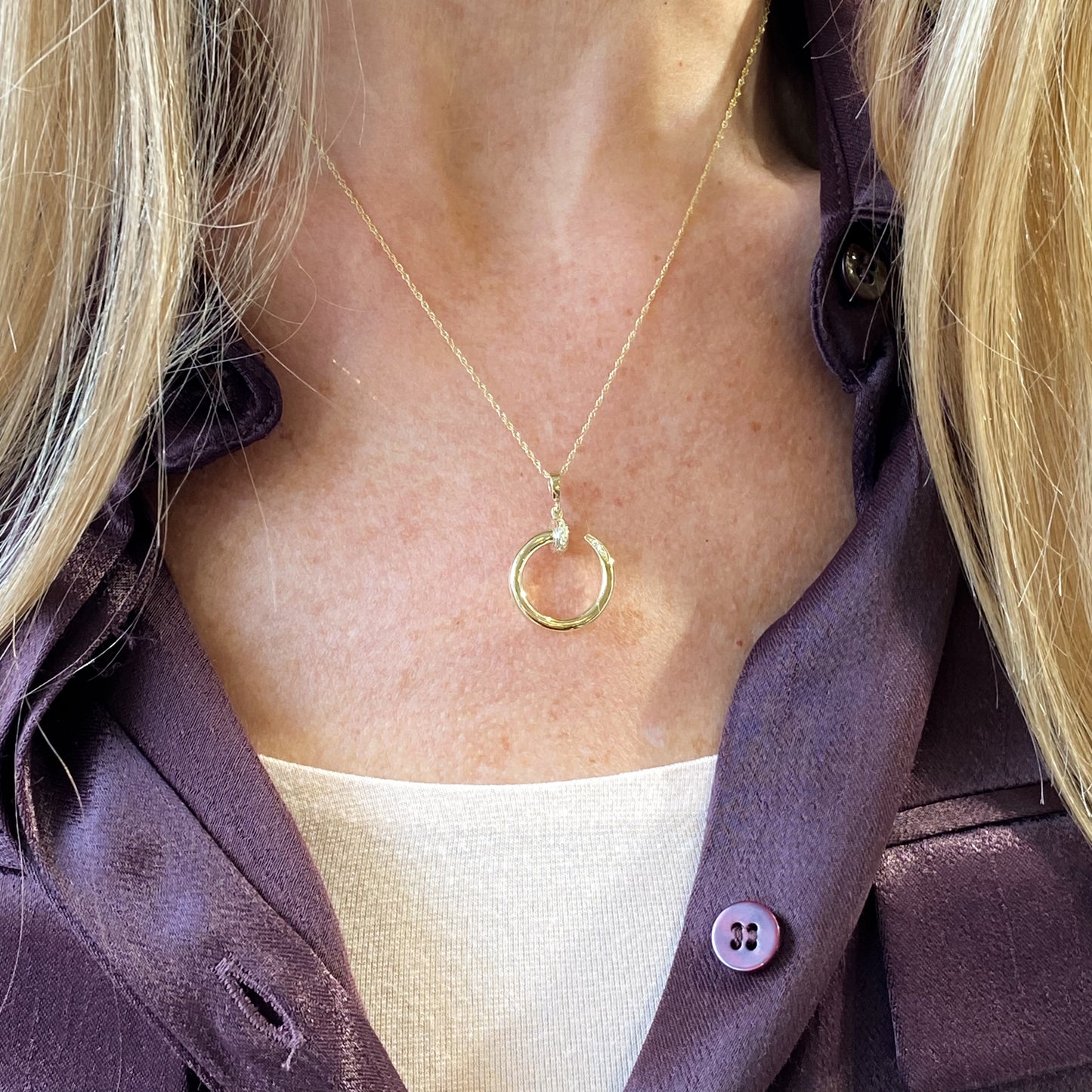 9ct Gold CZ Nail Circlet Necklace - John Ross Jewellers