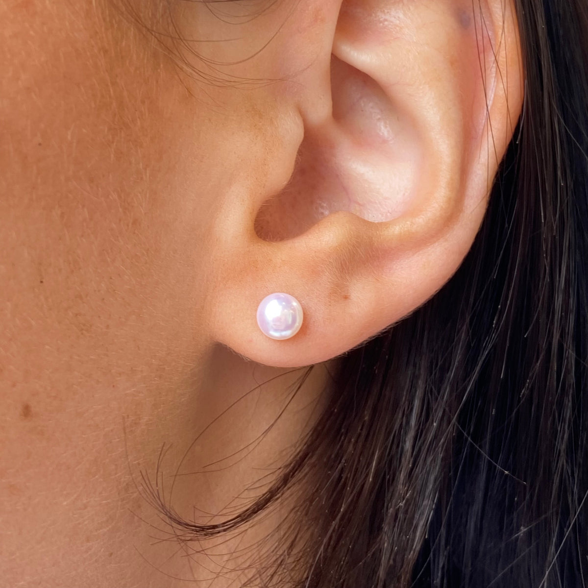 Silver Freshwater Pearl Stud Earrings | 5mm