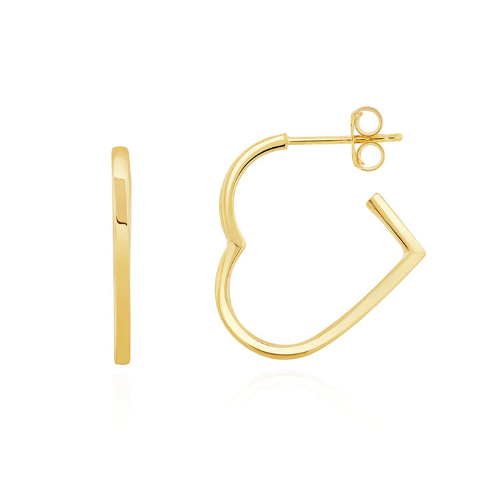 9ct Gold Skinny Heart Hoop Earrings - John Ross Jewellers
