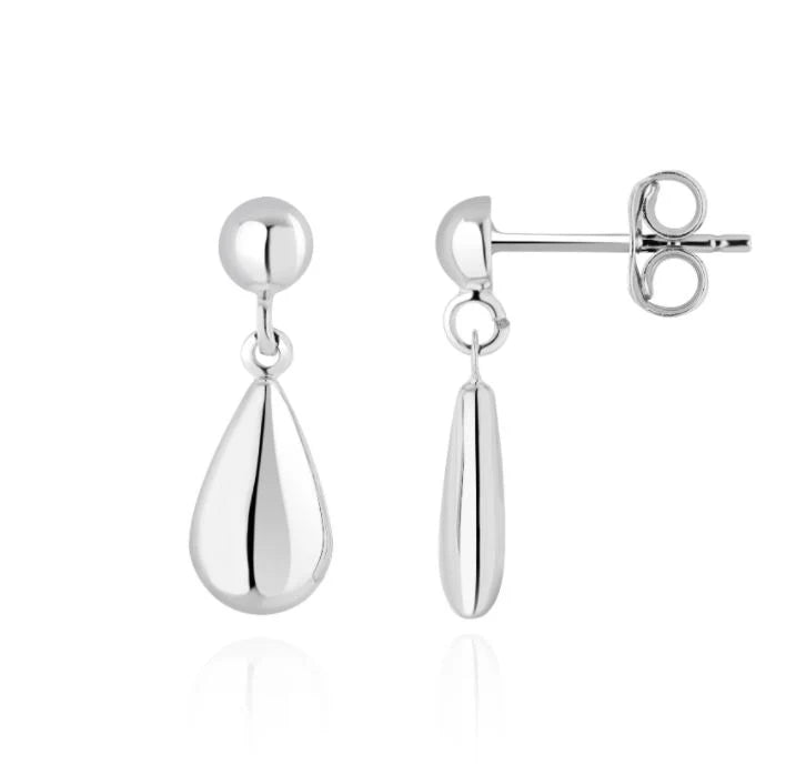 9ct White Gold Tear Drop Earrings - John Ross Jewellers