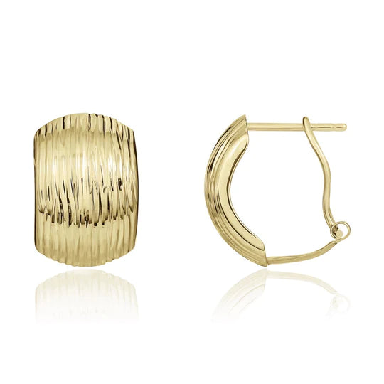 9ct Gold Wide Ribbed Stud & Clip Earrings - John Ross Jewellers