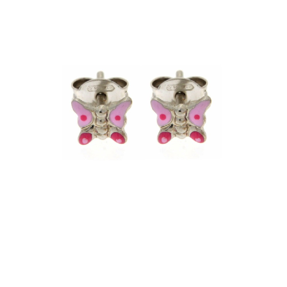 Butterfly Enamel Stud Earrings | Pink - John Ross Jewellers