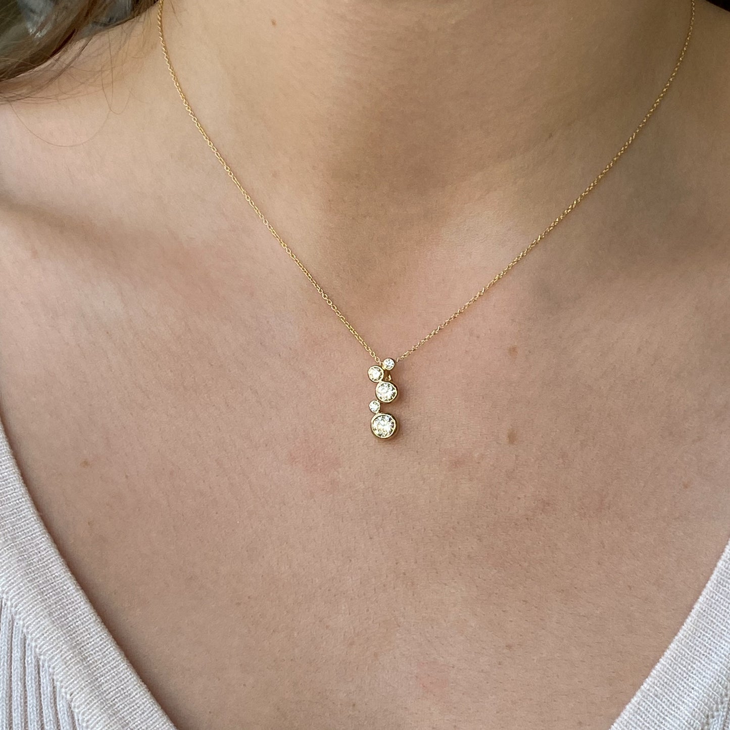 9ct Gold CZ Rainfall Pendant Necklace - John Ross Jewellers