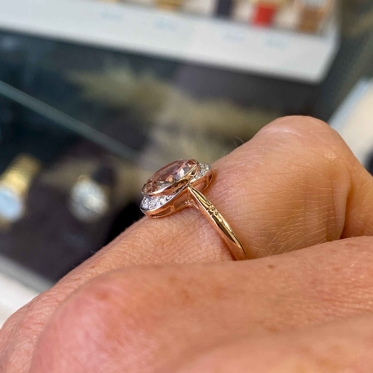 9ct Rose Gold Morganite & Diamond Ring - John Ross Jewellers