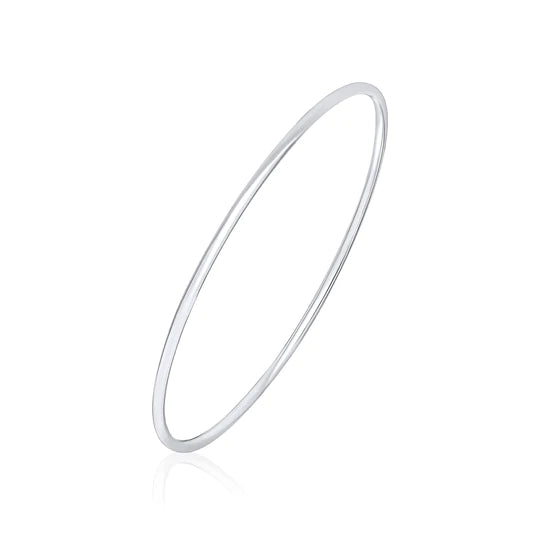 Silver Round Shaped Bangle | 2mm - John Ross Jewellers