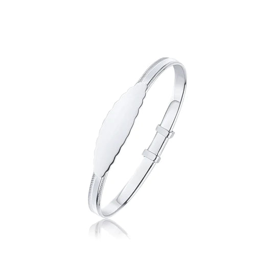 Kids Sterling Silver Identity Bangle | Beaded Edge - John Ross Jewellers