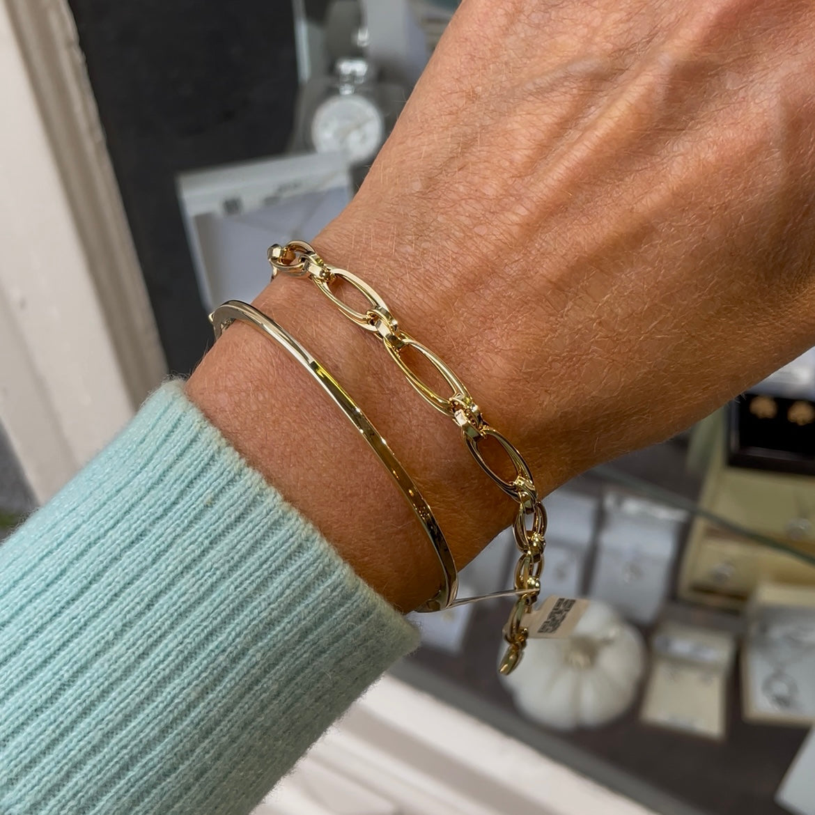 9ct Gold Double Long Oval Link Bracelet - John Ross Jewellers