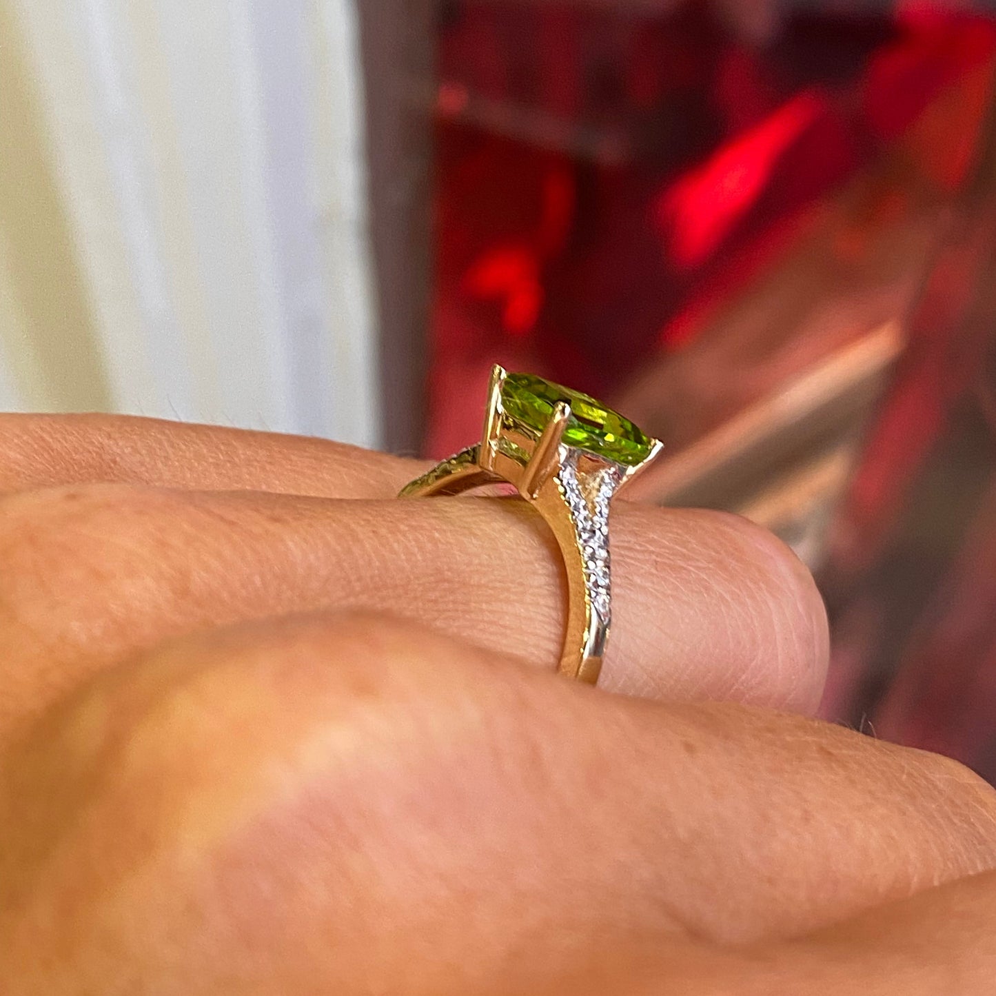 9ct Gold Peridot & Diamond Ring - John Ross Jewellers