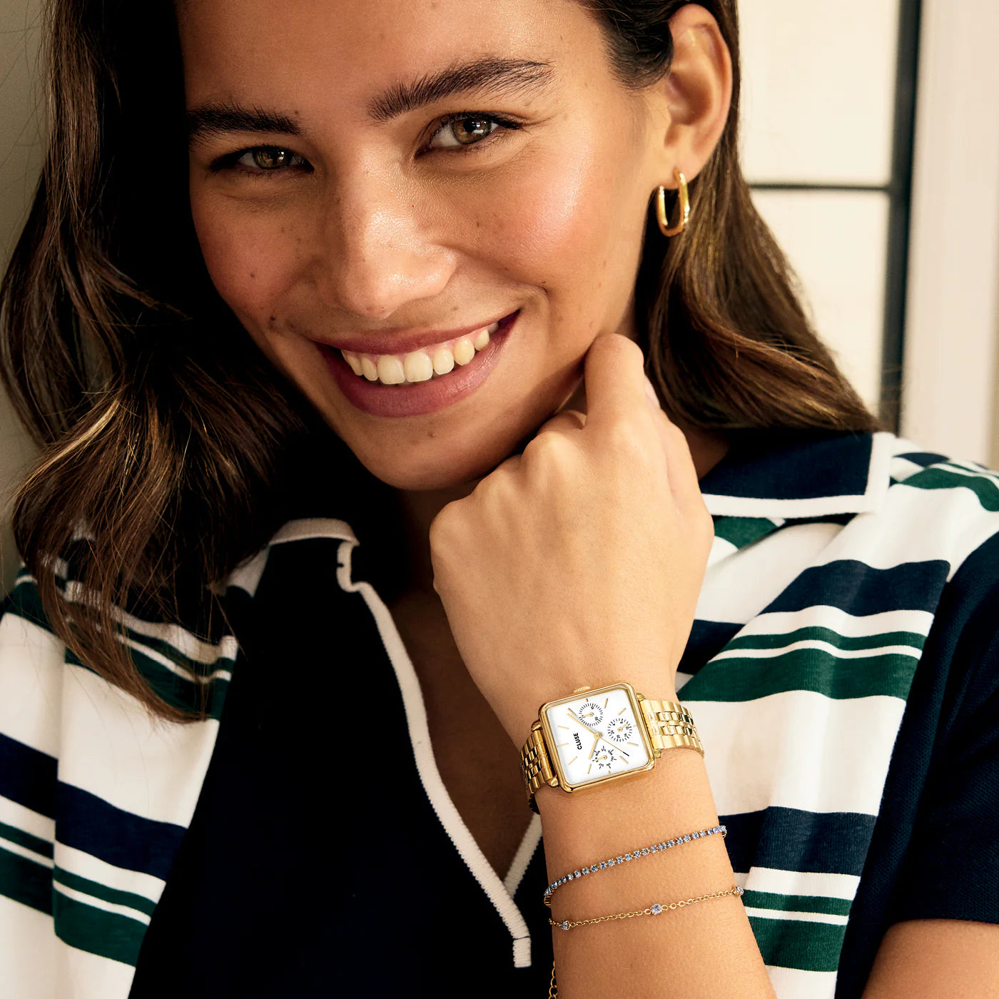 CLUSE La Tétragone Multifunction Gold/White - John Ross Jewellers