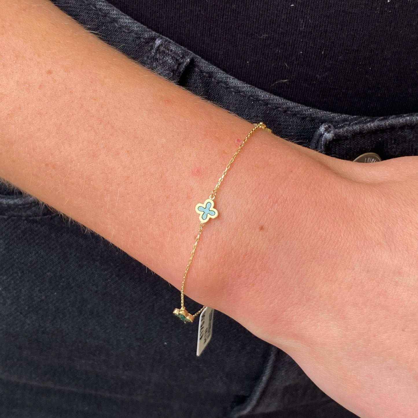 9ct Gold Malachite Quatrefoil Bracelet - John Ross Jewellers