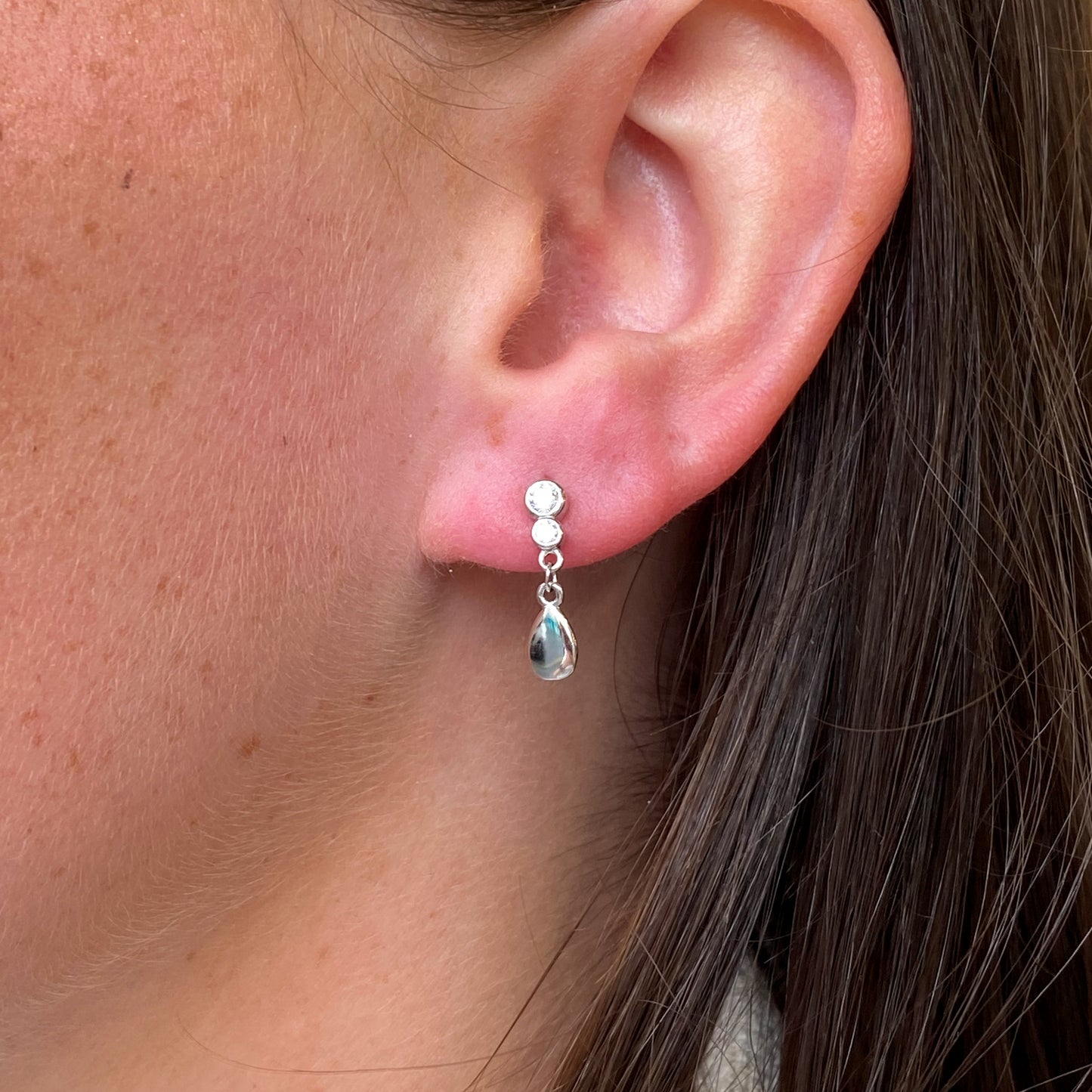 Silver CZ Pear Drop Earrings - John Ross Jewellers