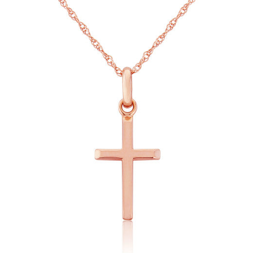 9ct Rose Gold Cross Necklace - John Ross Jewellers