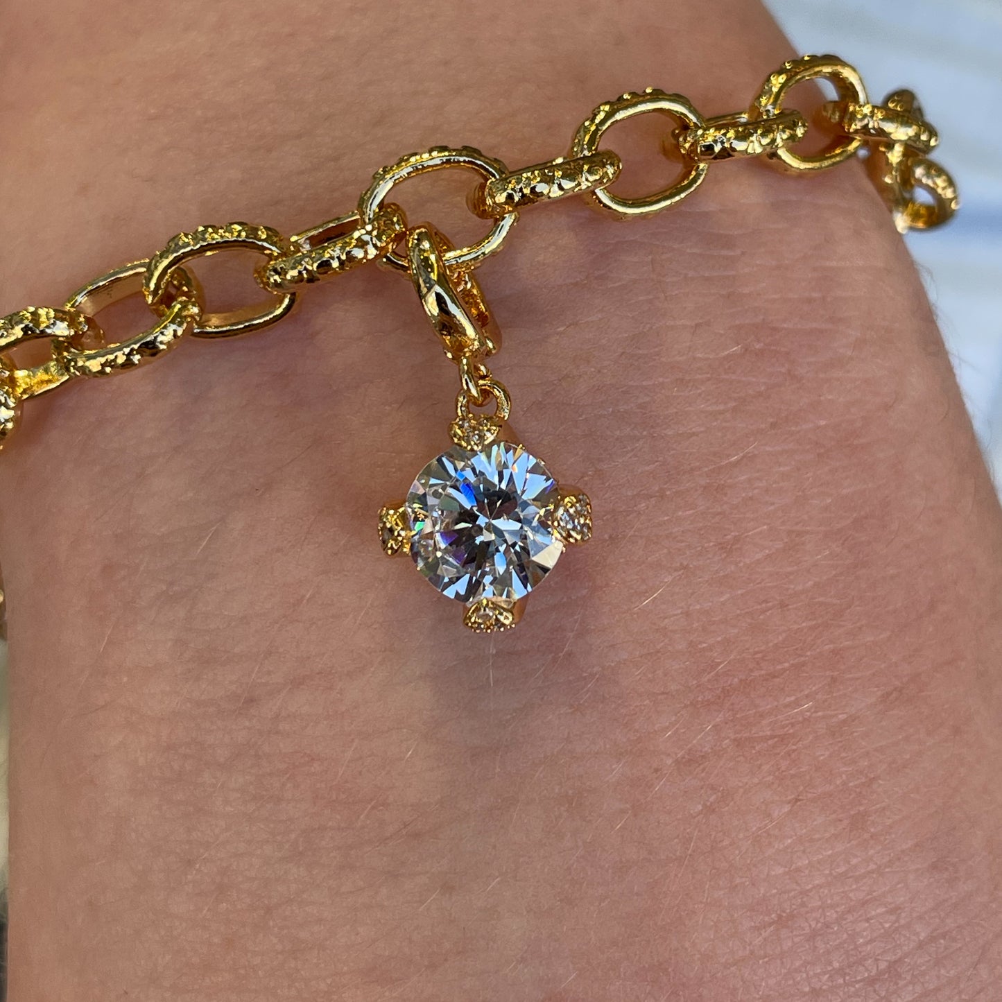 REBECCA MyWorld Clip-on Charm - Gold | Clear Stone - John Ross Jewellers