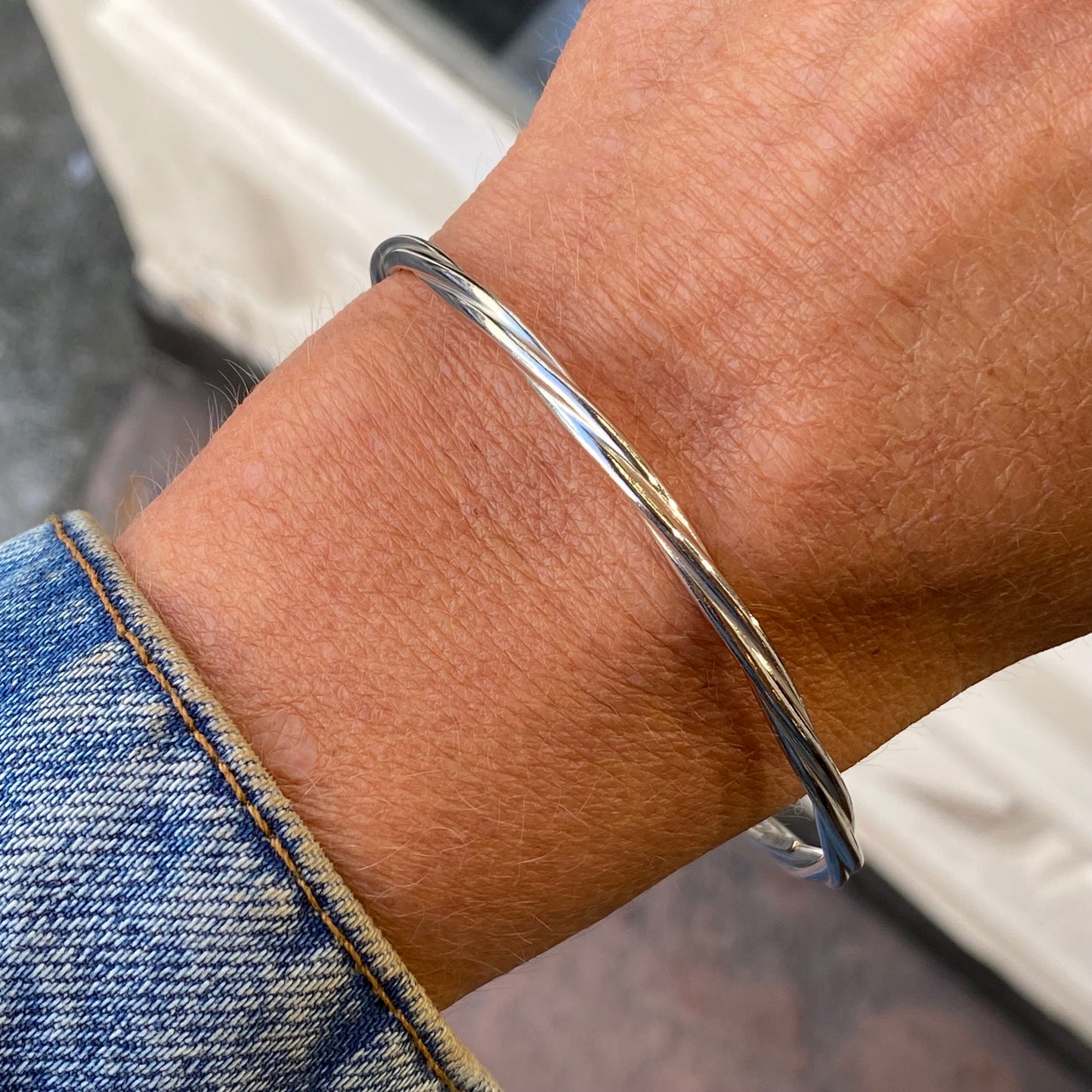Silver Twist Bangle - John Ross Jewellers