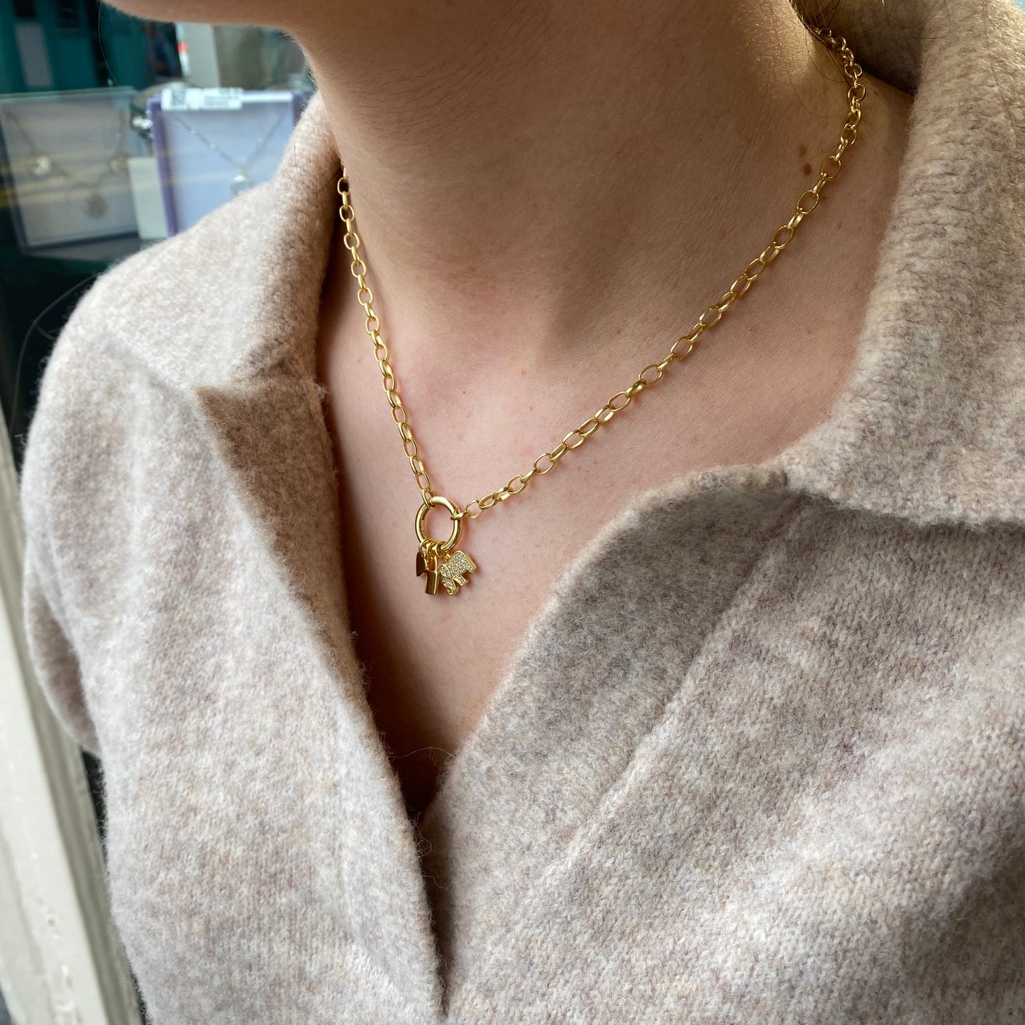 Sunshine Charming Necklace | 42+2cm | Elephant, Heart & Padlock - John Ross Jewellers