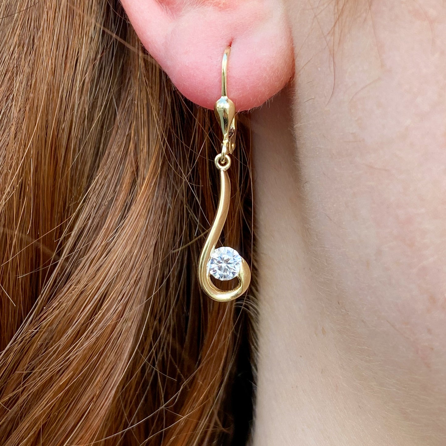 9ct Gold CZ Drop Earrings - German Wires - John Ross Jewellers
