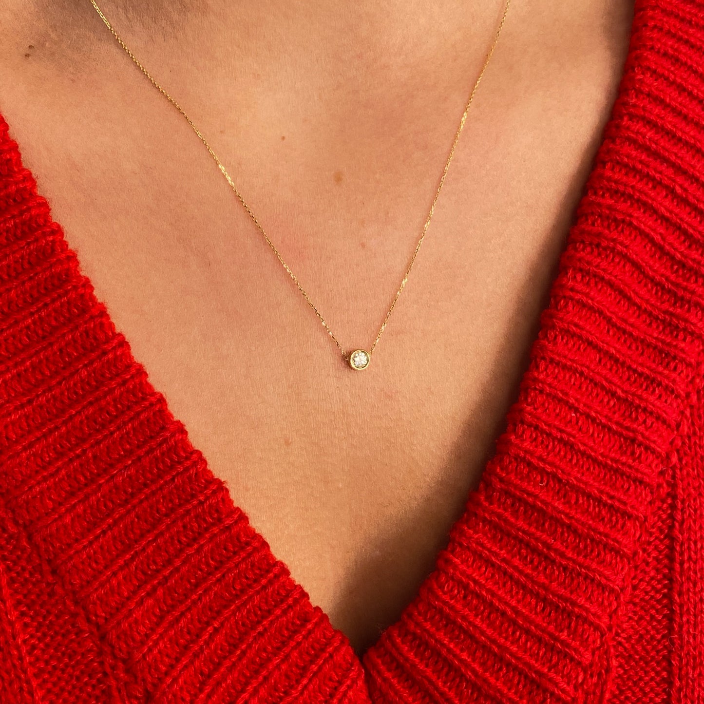 9ct Gold 4mm CZ Slider Necklace - John Ross Jewellers