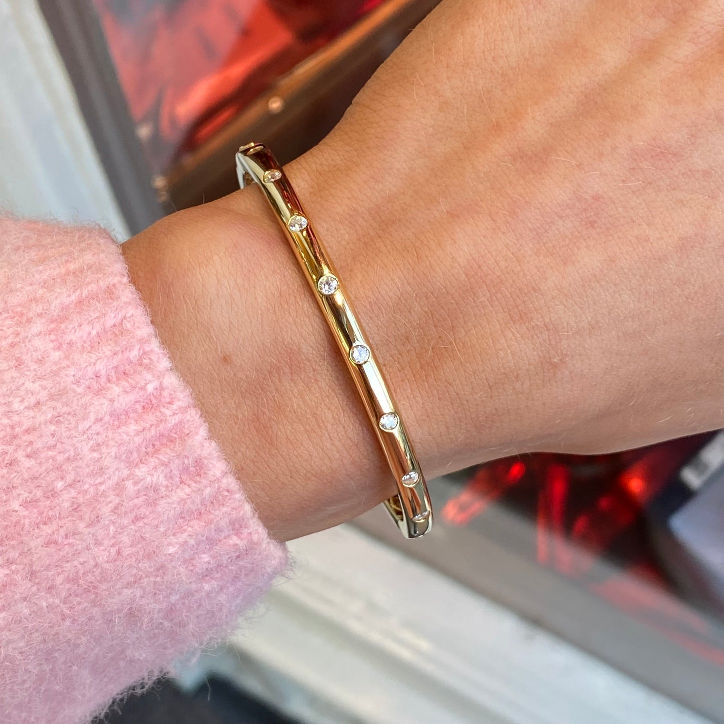 Sunshine CZ Studded Oval Bangle