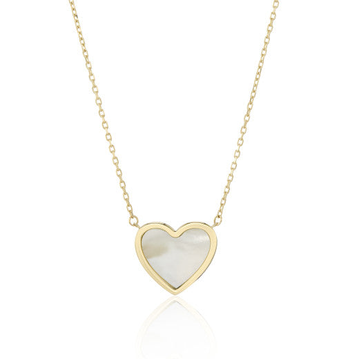 9ct Gold Mother of Pearl Heart Necklace - John Ross Jewellers