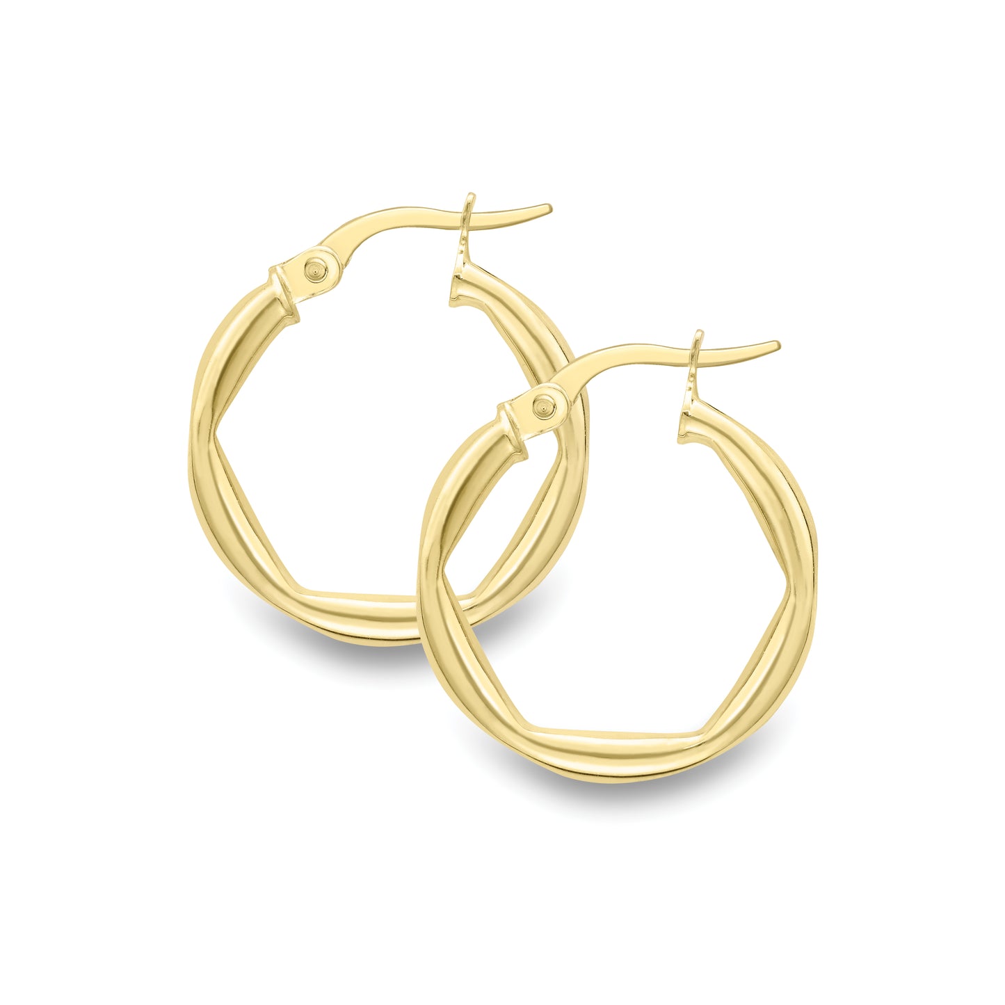 9ct Gold Inner Hexagon Creole Hoop Earrings | 20mm - John Ross Jewellers