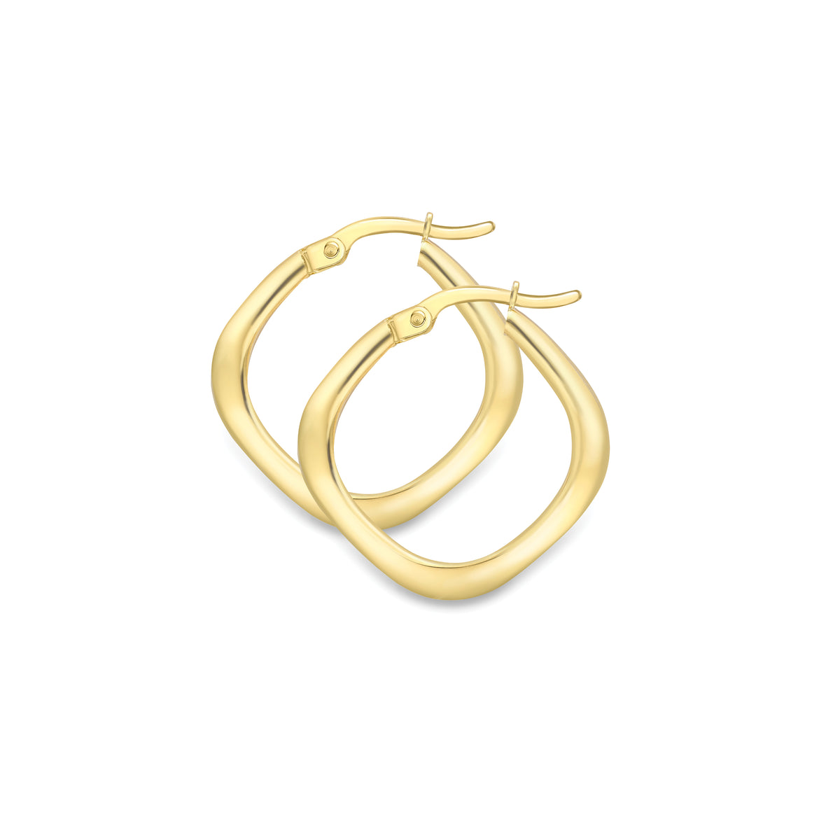 Stubbs 9ct gold glossy square hoop earrings, 23mm, shown against a plain background