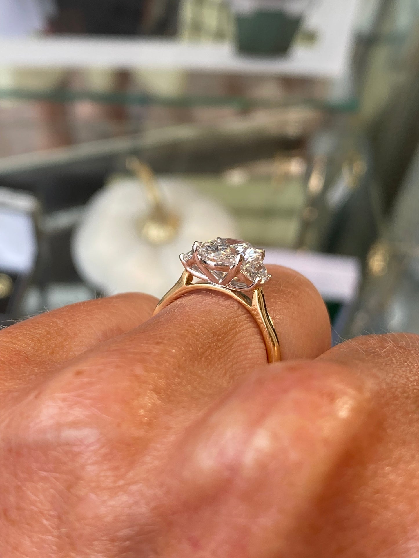 18ct Gold Trilogy Engagement Ring | Lab Certificated 3.09ct - John Ross Jewellers