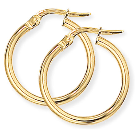 Herbert 18ct gold classic tube hoop earrings, 20mm, shown against a plain background