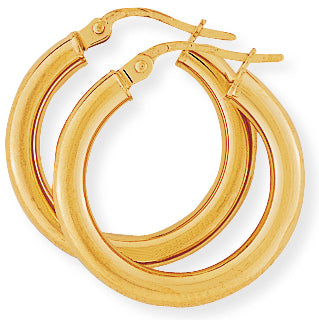 9ct Gold Classic Tube Hoop Earrings - John Ross Jewellers