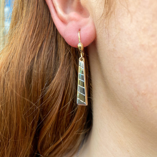 9ct Gold Two Tone Drop Earrings - German Wires