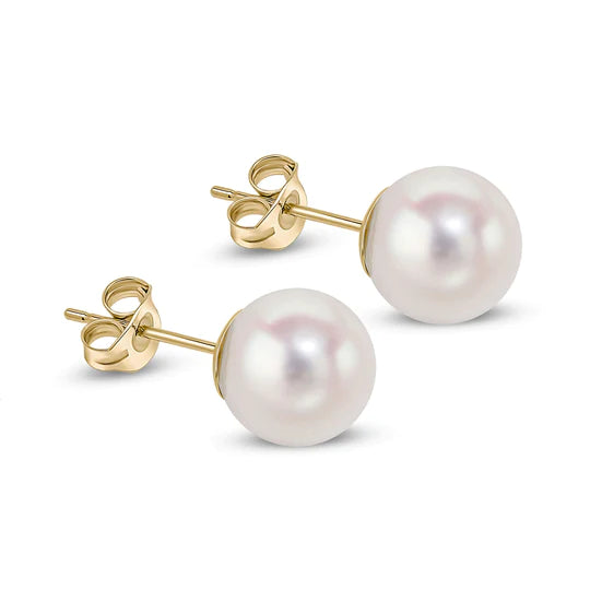 18ct Gold Akoya Pearl Earrings | 8mm to 8.5mm - John Ross Jewellers