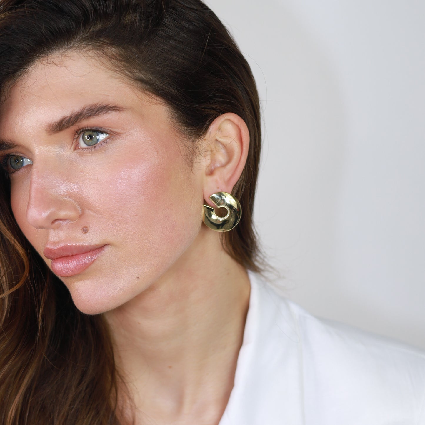 Sunshine CZ C Hoop Earrings - John Ross Jewellers