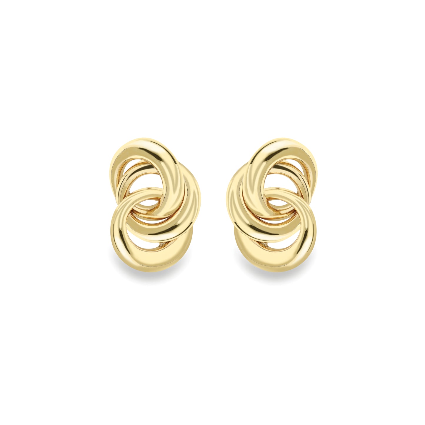 9ct Gold Three Ring Stud Earrings - John Ross Jewellers