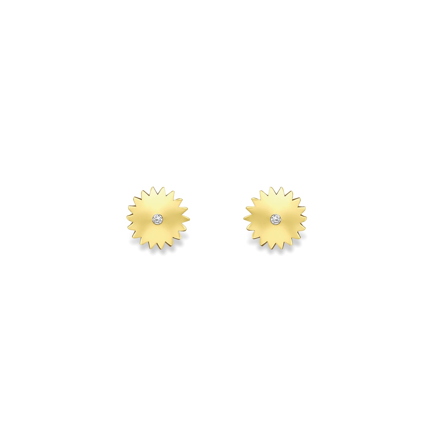 9ct Gold CZ Sun Stud Earrings - John Ross Jewellers