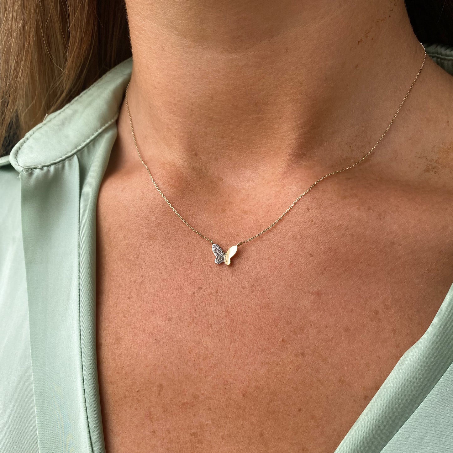 9ct Gold CZ Butterfly Necklace - John Ross Jewellers