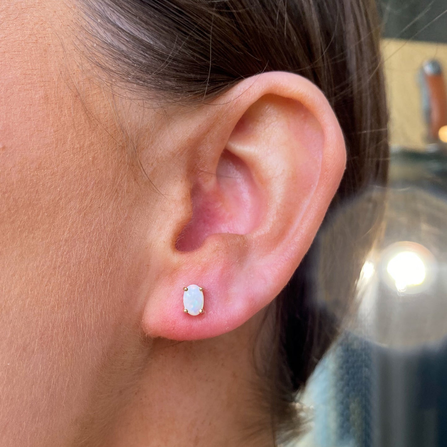 9ct Gold Oval Gem Opal Stud Earrings - John Ross Jewellers