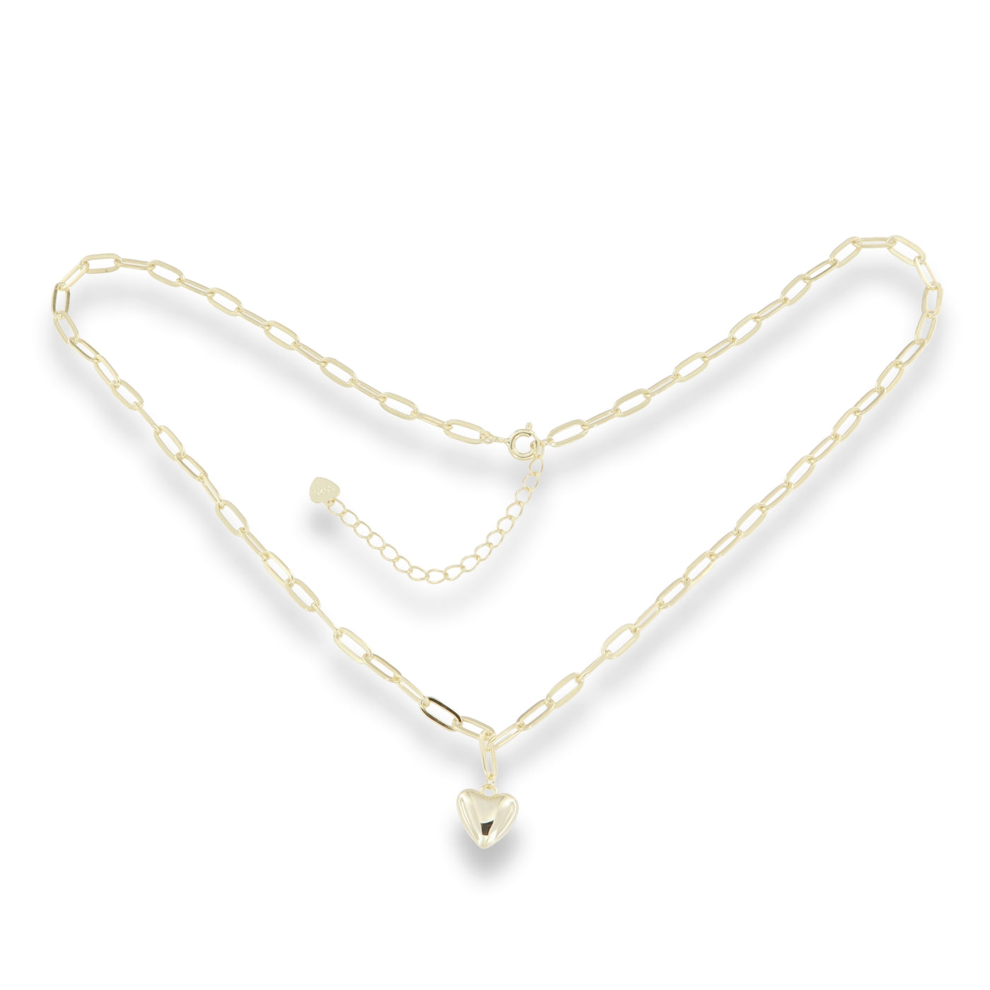 Sunshine Puffed Heart Paperlink Necklace - John Ross Jewellers