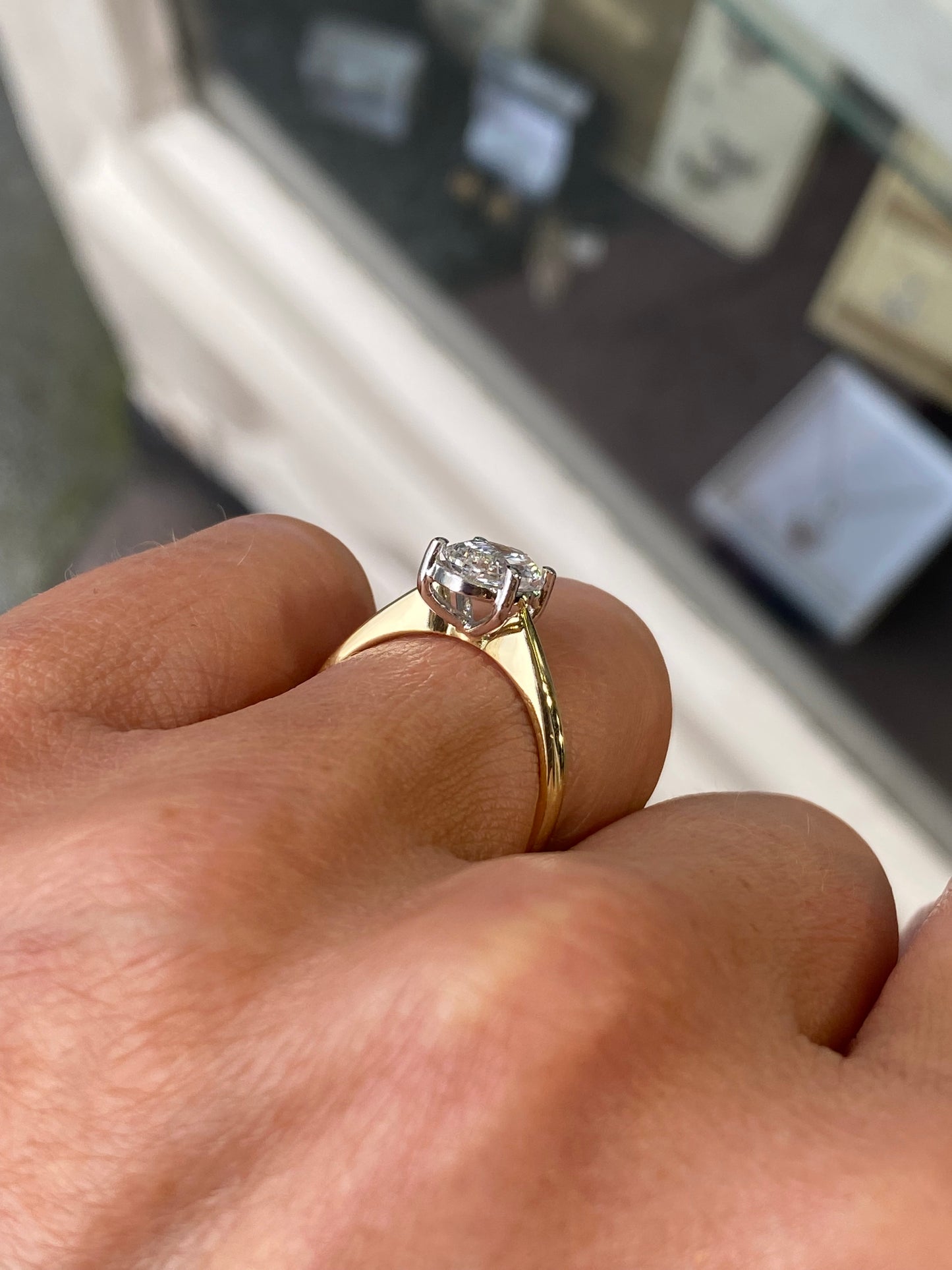 18ct Gold Solitaire Engagement Ring | Certificated Lab Step Cut Oval - John Ross Jewellers