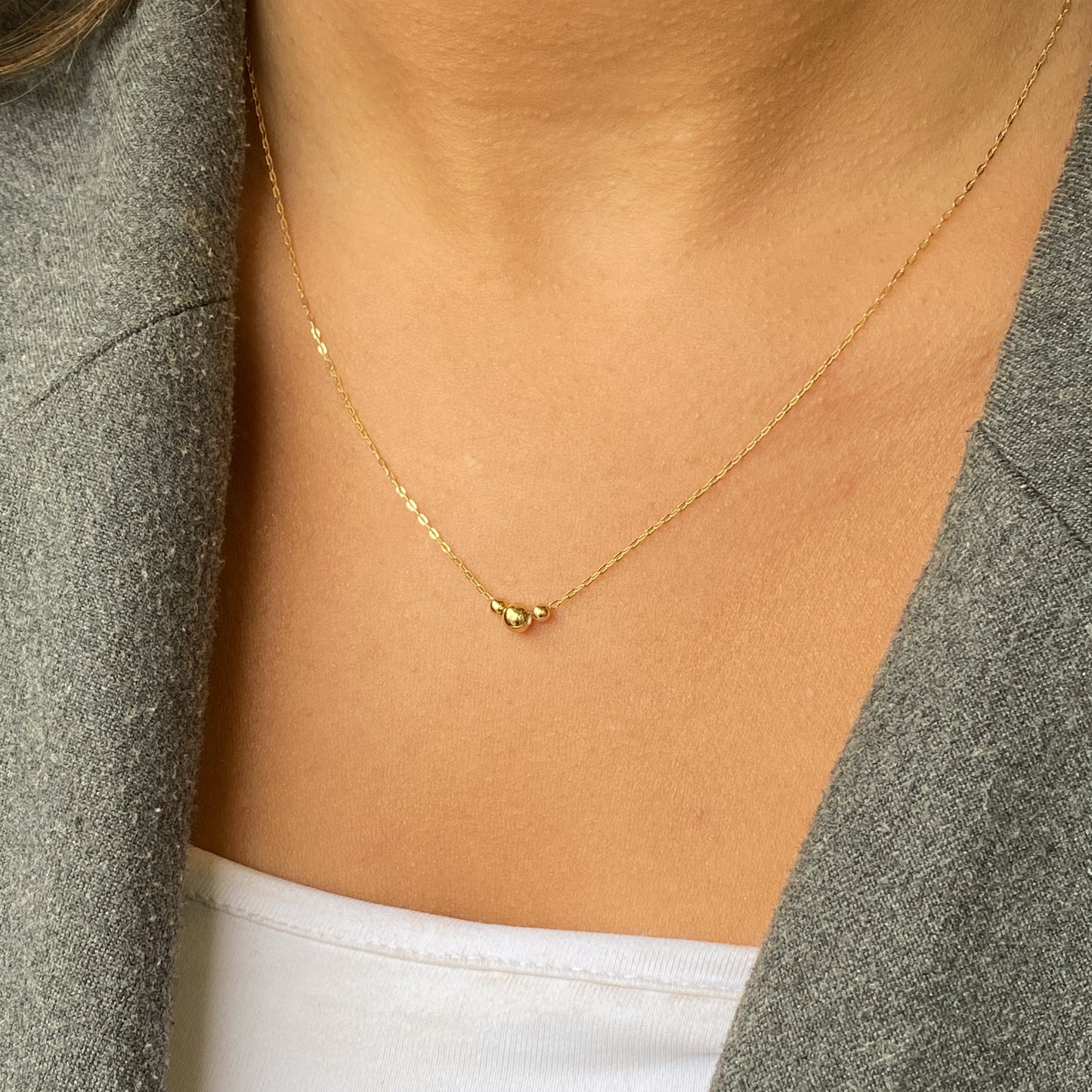 9ct Gold Beaded Trilogy Necklace - John Ross Jewellers