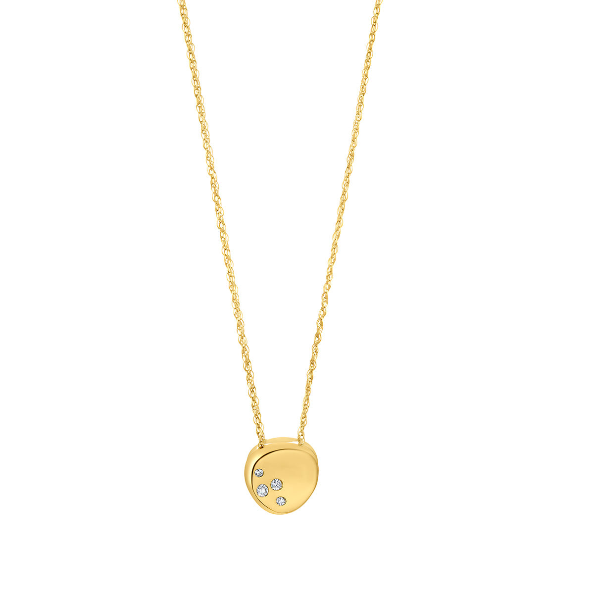 9ct Gold Diamond Studded Nugget Necklace - John Ross Jewellers
