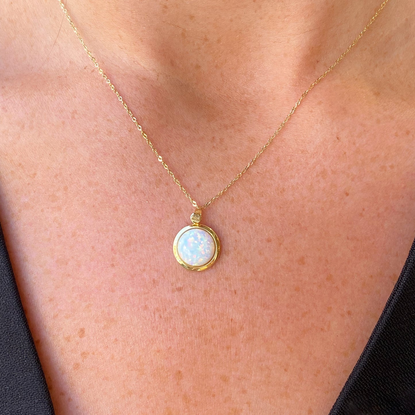 9ct Gold Domed Opalique Necklace - John Ross Jewellers