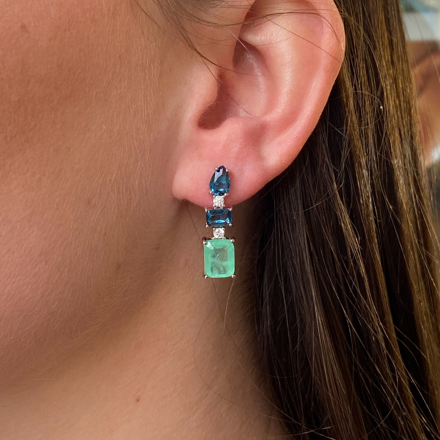 Silver CZ Peacock Drop Earrings - John Ross Jewellers